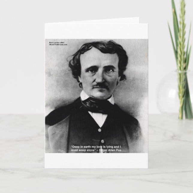 Carte Edgar Allen Poe "Weep Alone" Citation d'amour Cade (Devant)