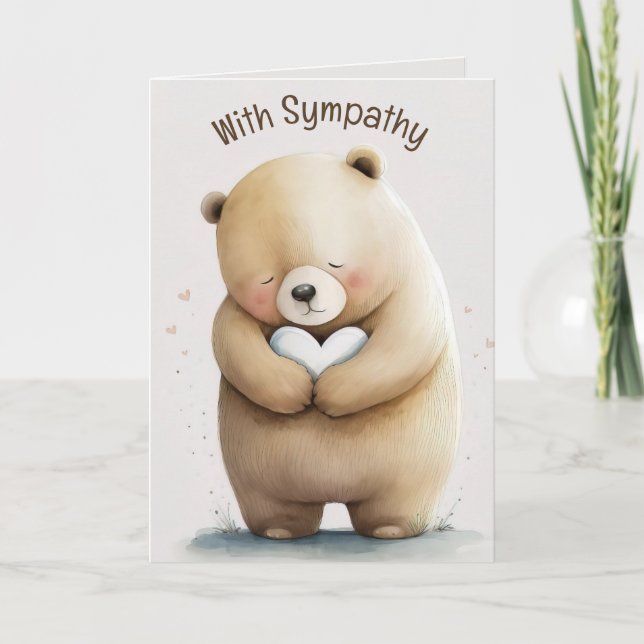 Carte Editable Bear With Heart Sympathy (Devant)
