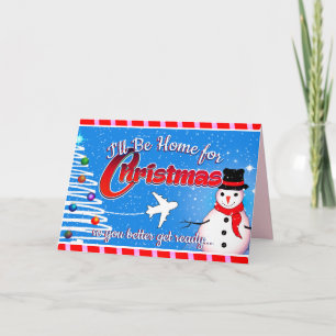 Carte Editable - Je serai à la maison pour Noël