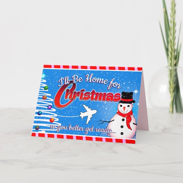 Carte Editable - Je serai à la maison pour Noël (Devant)