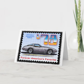 Carte Édition argentée Corvette de l'anniversaire 1978