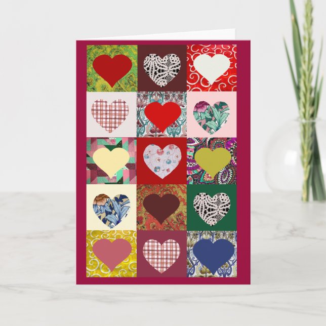 Carte Édredon de coeurs d'amour (Devant)