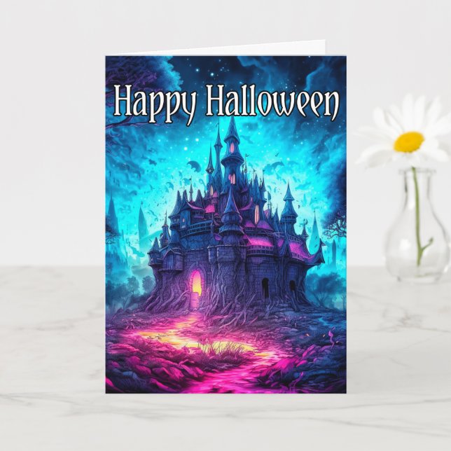 Carte Eerie Old Haunted House | Bonne Halloween (Petite plante)