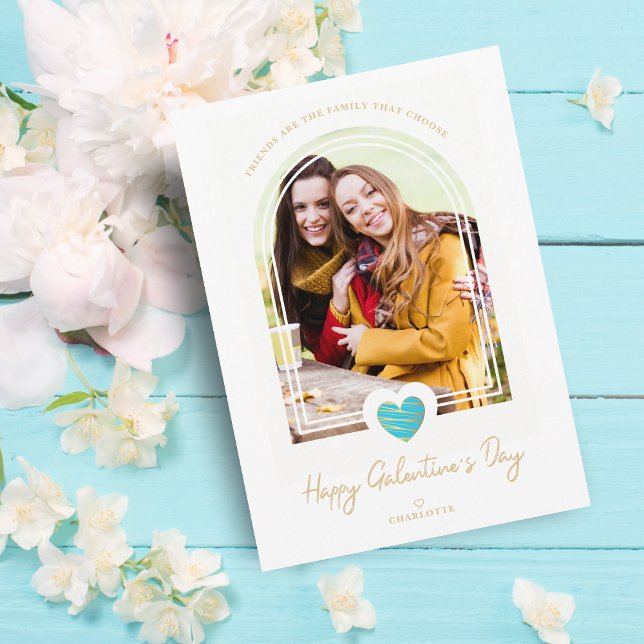 Carte Effet Arch Blue Heart Friends Happy Galentine (Créateur téléchargé)