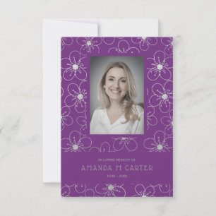 Carte Effet Argent Fleur violet pour se souvenir des amo