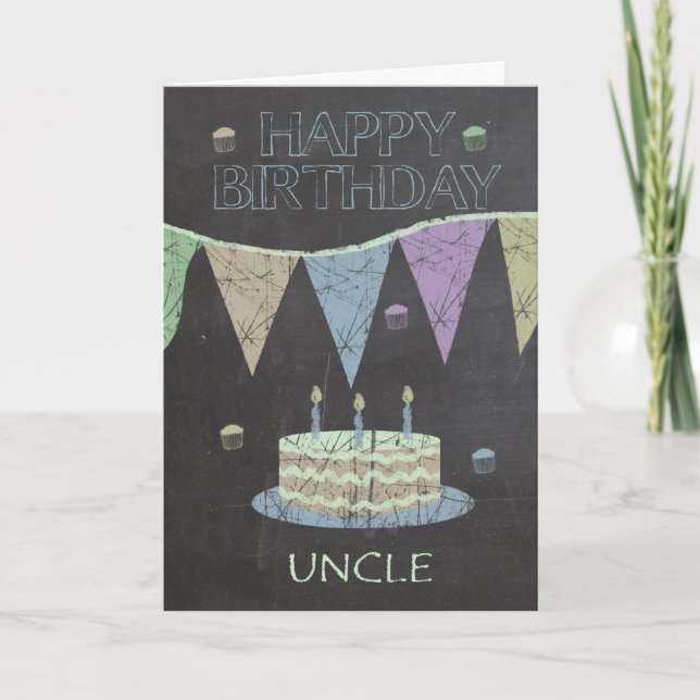 Carte Effet de panneau de craie d'oncle Trendy, gâteau (Devant)
