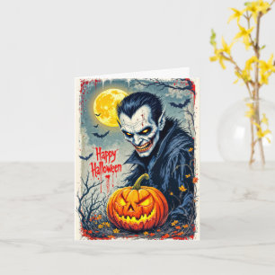 Carte Effrayant Déplaisant Vampire Vintage Happy Hallowe