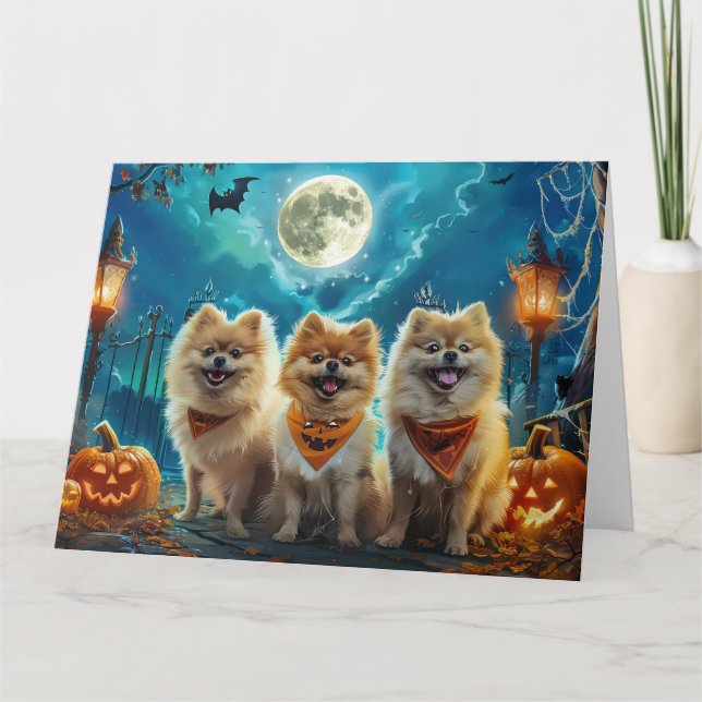 Carte Éffrayant d'Halloween de Poméranie (Devant)