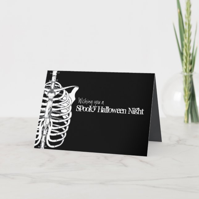 Carte Éffrayant Effrayant Halloween squelette X-Ray os (Devant)