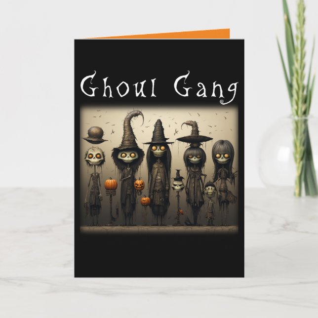 Carte Éffrayant Ghoul Gang Squelette sorcières Halloween (Devant)