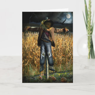 Carte Éffrayant Halloween Scarecrow