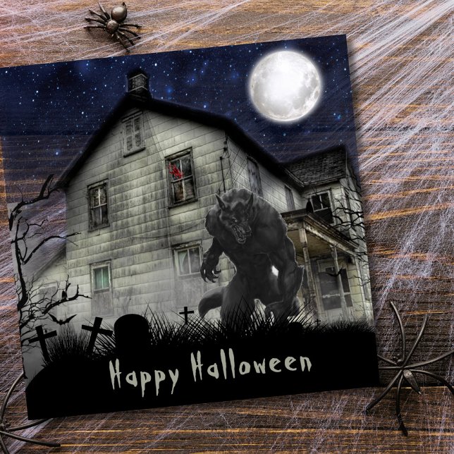 Carte Effrayant Halloween Werewolf (Créateur téléchargé)