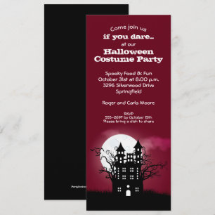 Carte Éffrayant Haunted House Red Sky Halloween Invitati
