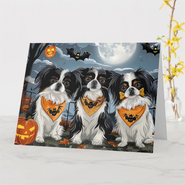Carte Éffrayant japonais Halloween Chin (Fleur jaune)