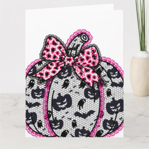 Carte Éffrayant Lace Halloween Citrouille Coquette