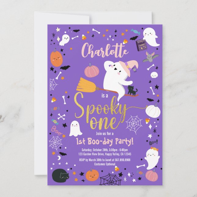 Carte Éffrayant Une Fille Anniversaire Fête d'Halloween (Devant)