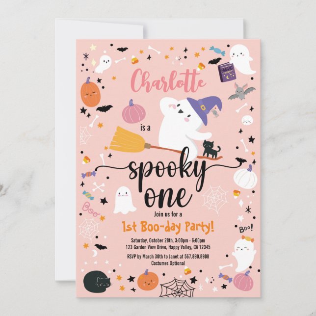 Carte Éffrayant Une Fille Anniversaire Fête d'Halloween (Devant)