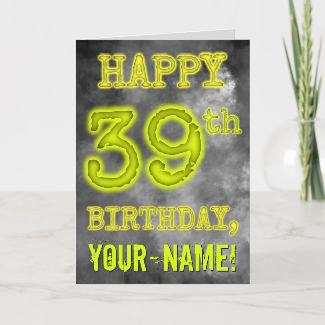 Carte Éffrayante Aura brillant "HEUREUX 39ème anniversai (Devant)