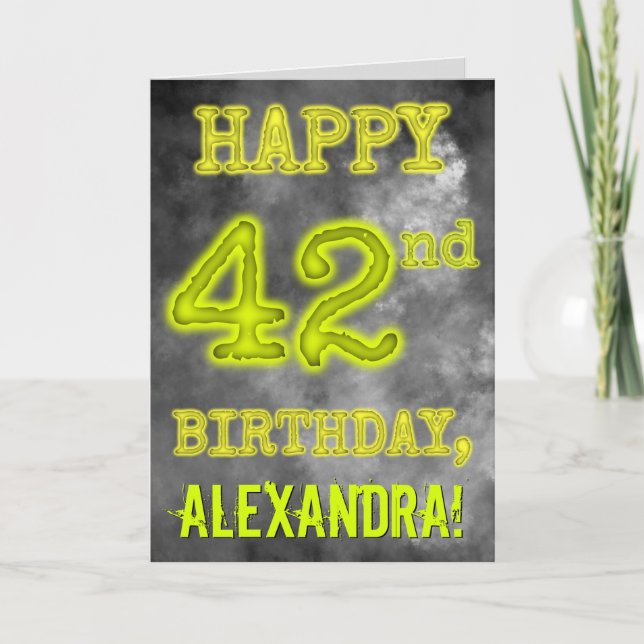 Carte Éffrayante Aura Jumelé "HEUREUX 42e ANNIVERSAIRE" (Devant)