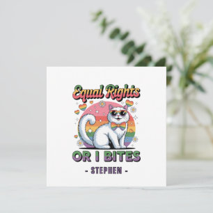 Carte Égalité des droits - Drôle mignon chat blanc Fiert