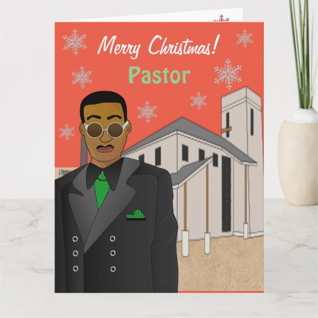 Carte Église Pastor Africaine Américaine Joyeux Noël (Devant)