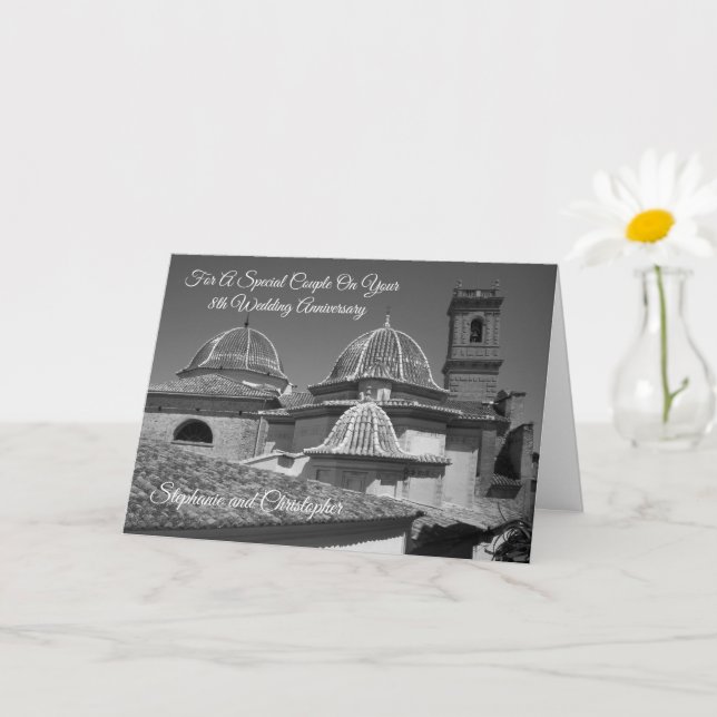 Carte Église personnalisée 8e anniversaire du Mariage (Petite plante)