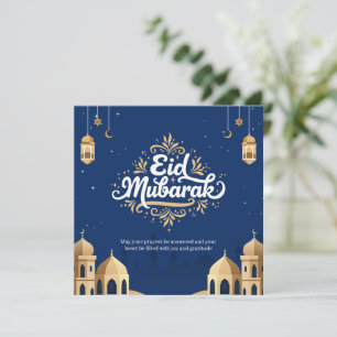 Carte Eid Moubarak Or et Bleu 