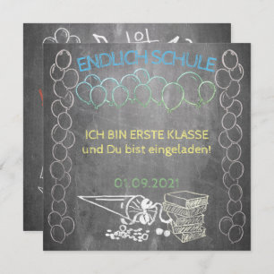 Carte Einladungskarte zur Einschulung im Tafelstil