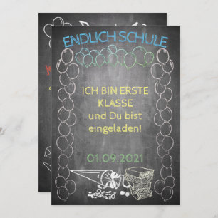 Carte Einladungskarte zur Einschulung im Tafelstil