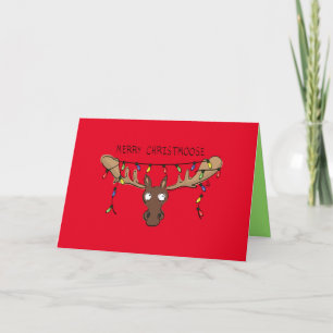 Carte Élan de Noël Mignon Drôle Animal de Fête