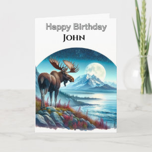 Carte Élan la nuit Anniversaire personnalisé dans la nat