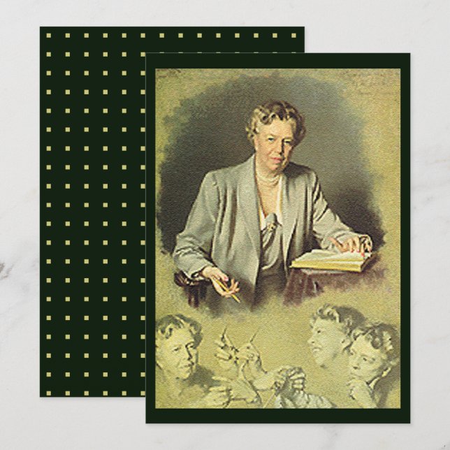 Carte Eleanor Roosevelt Maison Blanche Portrait plat (Devant / Derrière)