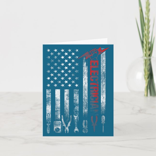 Carte Electrician American Flag Funny Electricians Tools (Devant)