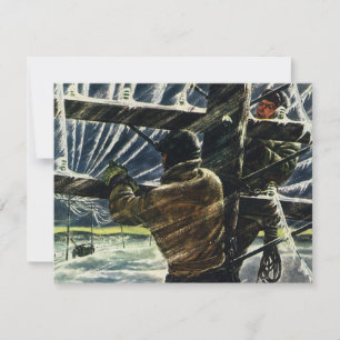 Carte Électricien d'affaires vintage travaillant dans un