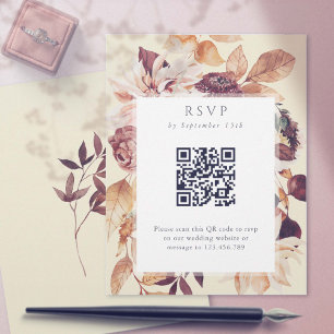 Carte Elégance d'automne, code QR Mariage de automne RSV