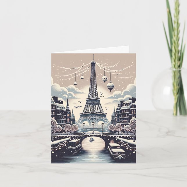 Carte Élégance hivernale parisienne - Noël en ville (Devant)