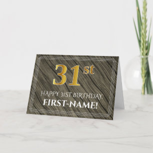 Carte Elégant 31ème anniversaire : Faux Wood, Faux Gold 
