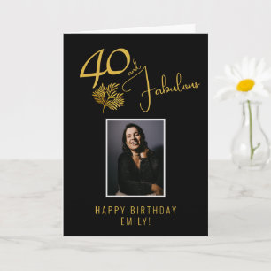 Carte Elégant 40 et Fabulous Twigs 40th Birthday Photo