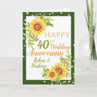 Élégant 40e anniversaire Mariage floral tournesol