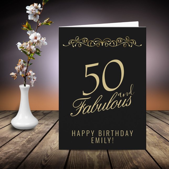 Carte Elégant 50 et fabuleux ornement 50e anniversaire (Créateur téléchargé)