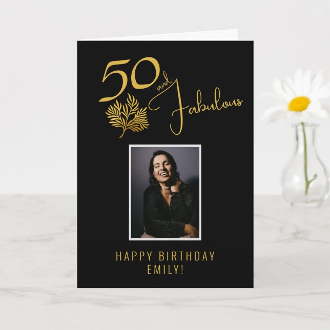 Carte Elégant 50 et Fabulous Twigs 50e anniversaire Phot (Petite plante)