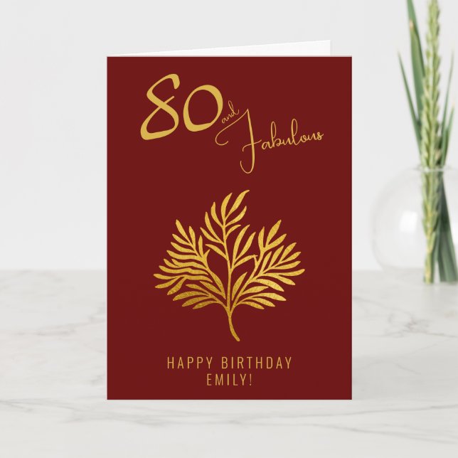 Carte Elégant 80 et Fabulous Gold Twigs 80e anniversaire (Devant)