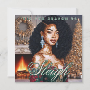 Carte Élégant Africain Américain Vitiligo Beauté Noël