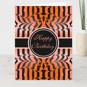 Carte Elégant Anniversaire Peau de tigre orange et noir