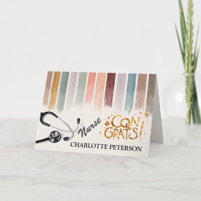 Carte Élégant Aquarelle Brush Stroke Nurse Graduation (Devant)