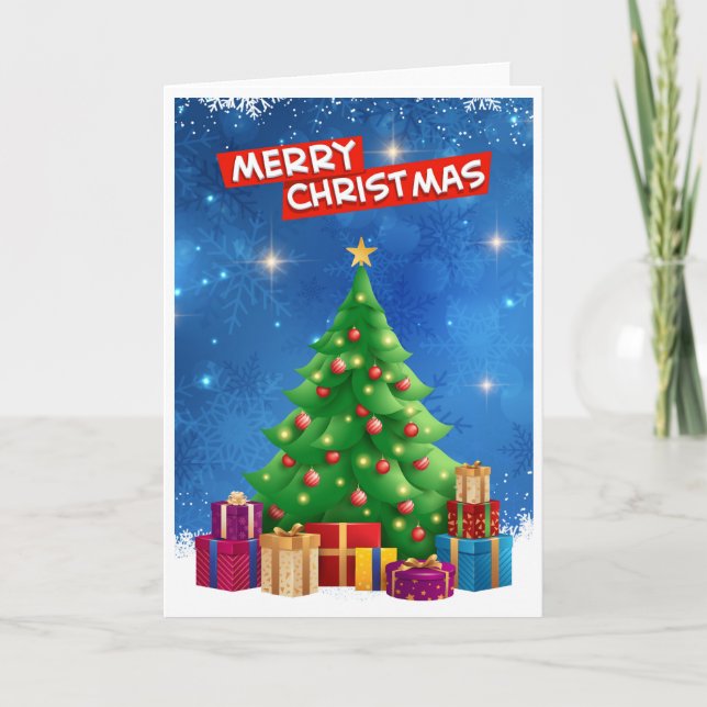 Carte Élégant arbre de Noël tendance non photo plié (Devant)