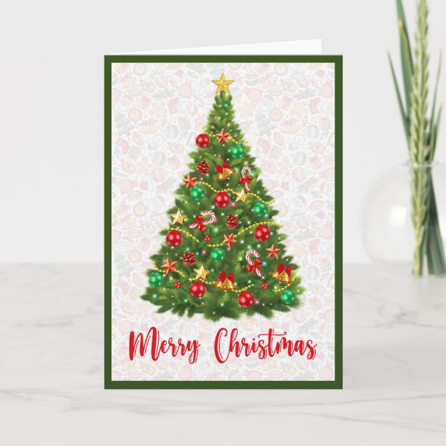Carte Élégant arbre de Noël tendance non photo plié (Devant)
