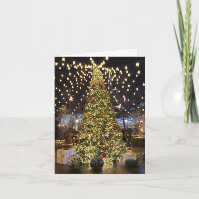 Carte Élégant Arbres de Noël Lumières Ornements (Devant)