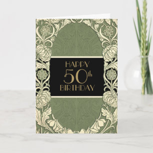 Carte Elégant Art Nouveau Cinquantième anniversaire