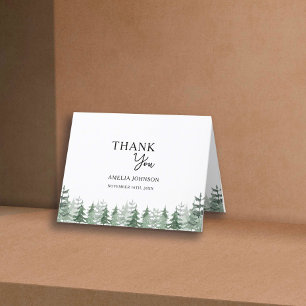 Carte Elégant Baby shower Aquarelle Pine-Tree Merci